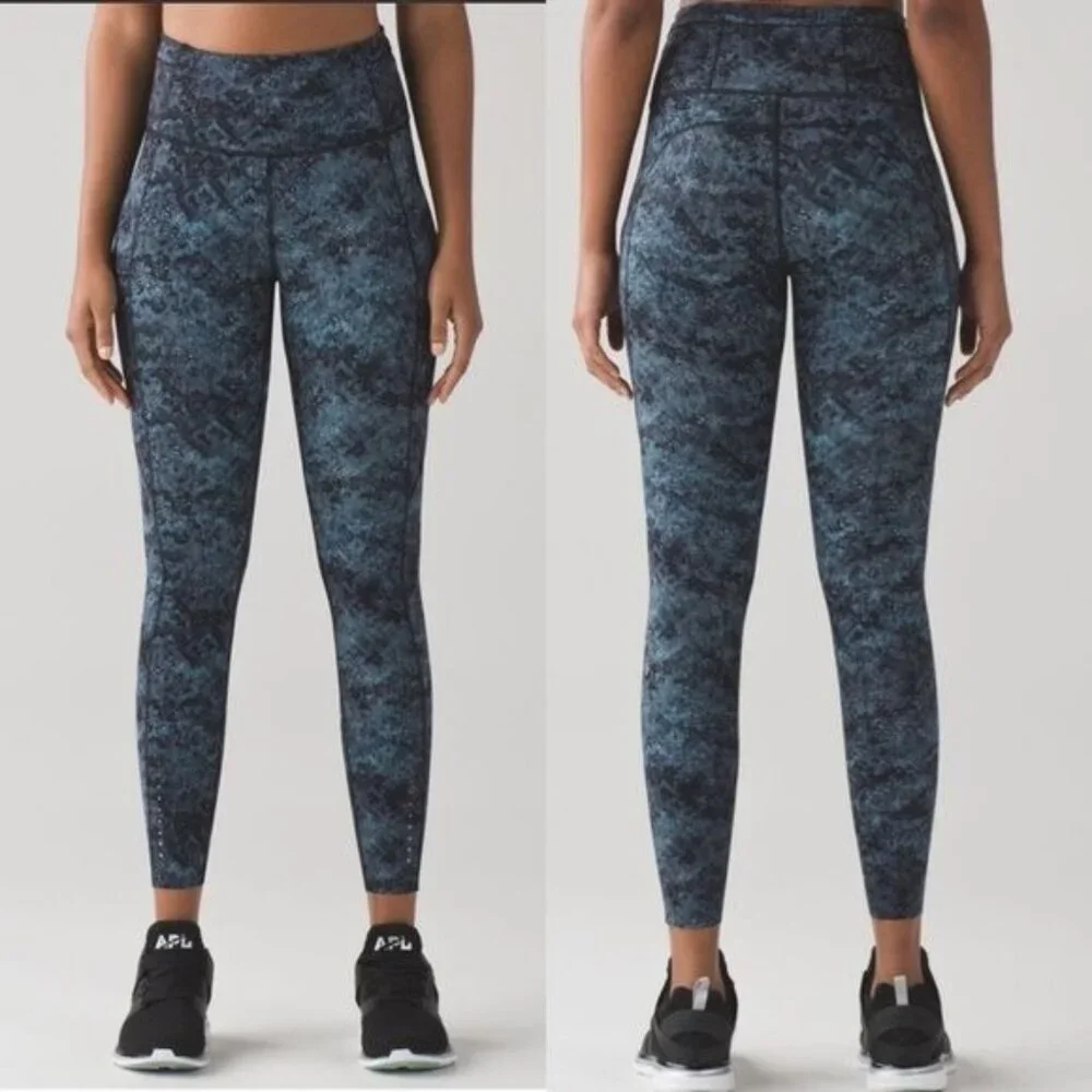 Lululemon Fast And Free 7/8 Tight Fairisle Multi Black‎ size 4